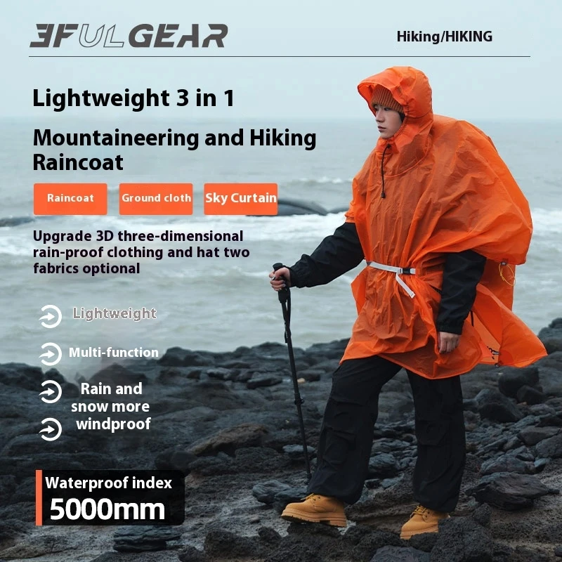 Camping Rain Poncho - Capa de Chuva Ultralight 3 em