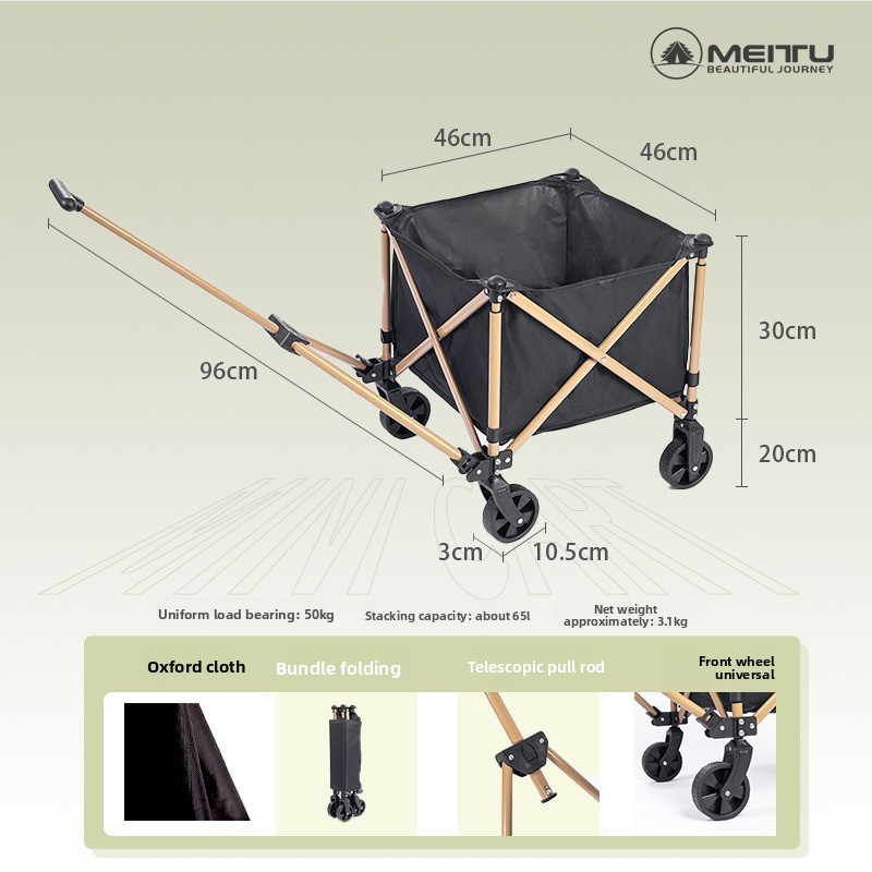 Outdoor Camping Trolley - Carrinho de Camping Portátil Dobrável para