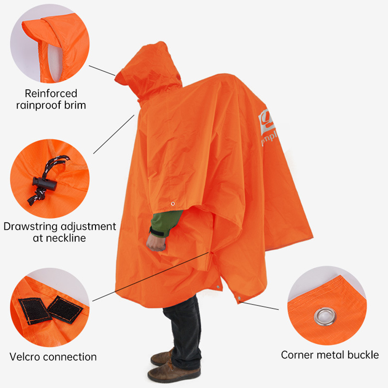 Capa de chuva 3 em 1 à prova d - Camping Rain Poncho avaliação e preço